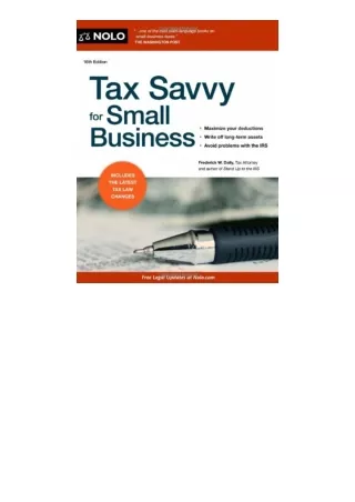 free read (✔️pdf❤️) Tax Savvy for Small Business 16th Edition for ipad