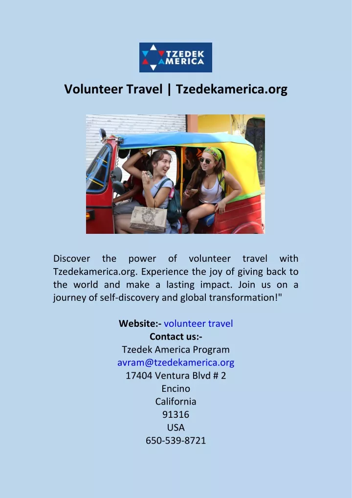 volunteer travel tzedekamerica org