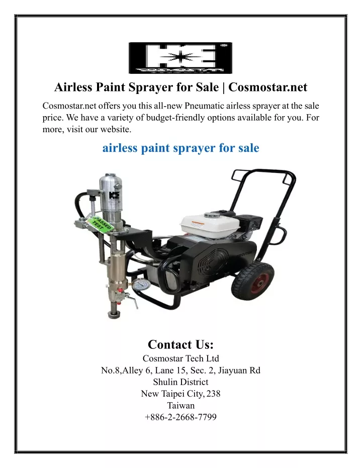 airless paint sprayer for sale cosmostar net