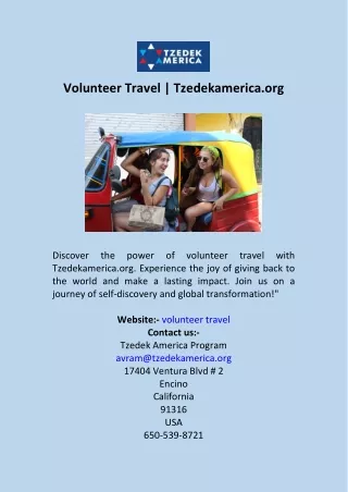 Volunteer Travel  Tzedekamerica.org