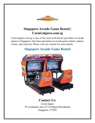 Singapore Arcade Game Rental | Carnivalguru.com.sg