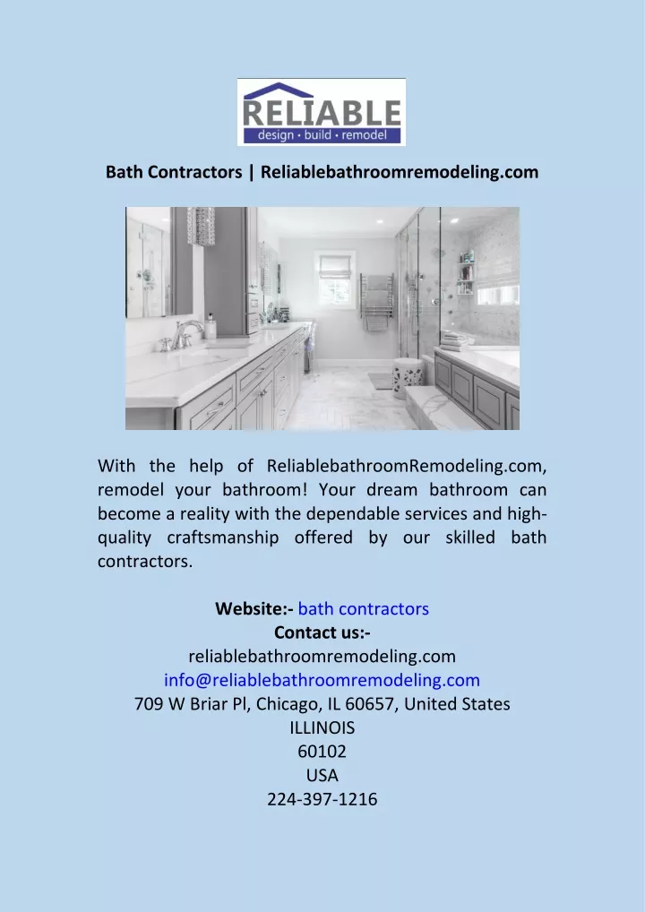 bath contractors reliablebathroomremodeling com