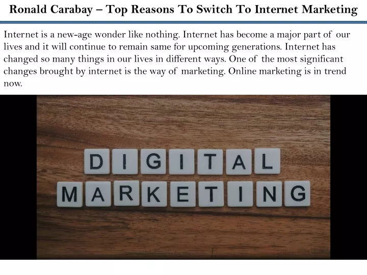 ronald carabay top reasons to switch to internet