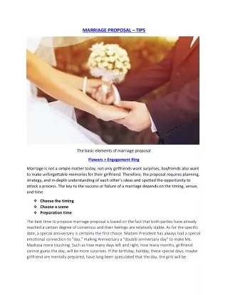 MARRIAGE PROPOSAL – TIPS