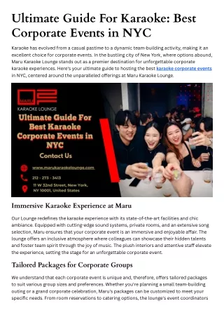 Ultimate Guide For Karaoke Best Corporate Events in NYC