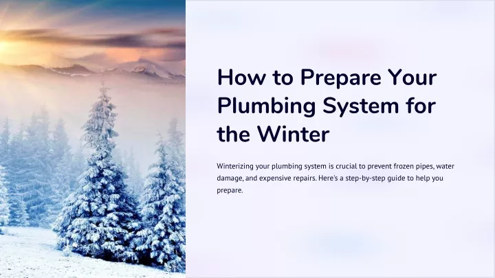 how to prepare your plumbing system for the winter