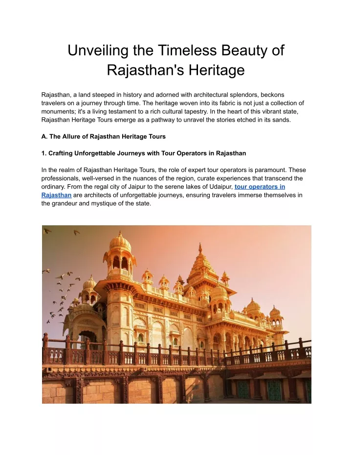 unveiling the timeless beauty of rajasthan