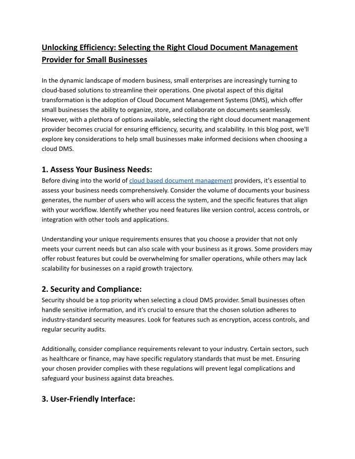 unlocking efficiency selecting the right cloud