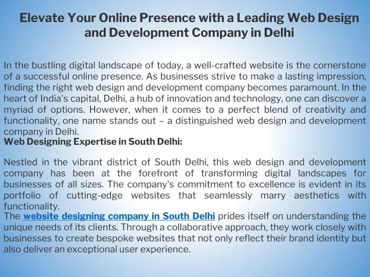 elevate your online presence with a leading