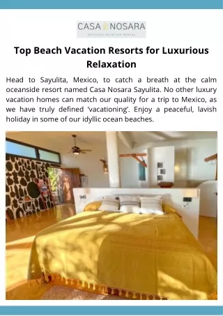 Top Beach Vacation Resorts for Luxurious Relaxation