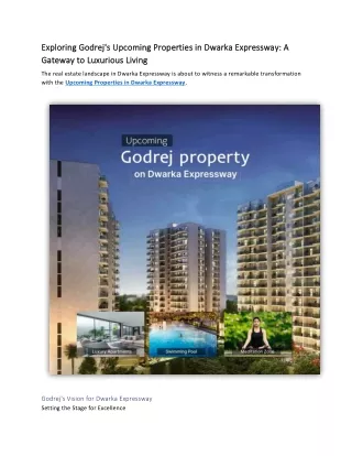 Upcoming Properties in Dwarka Expressway