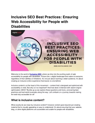 Inclusive SEO Best Practices Ensuring Web Accessibility for People with Disabilities