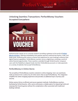 Unlocking Transactions with PerfectMoney Vouchers - Accepted Everywhere