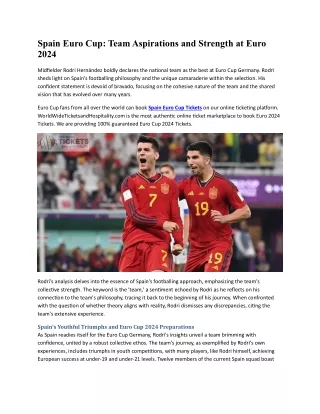 Spain Euro Cup team Aspirations and Strength at Euro 2024