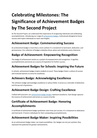 Celebrating Milestones: The Significance of Achievement Badges by The Second Pro