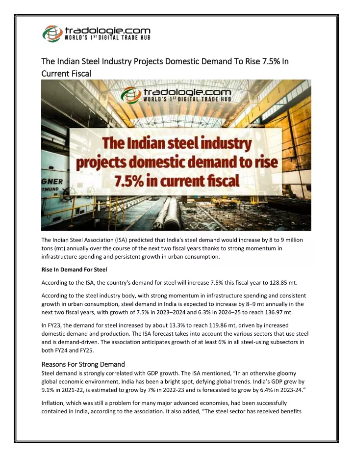 the indian steel industry projects domestic