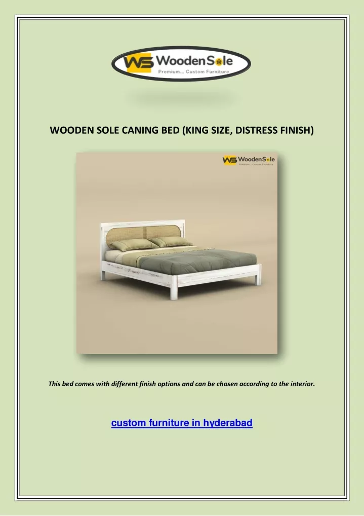 wooden sole caning bed king size distress finish