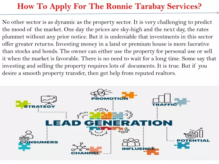 how to apply for the ronnie tarabay services
