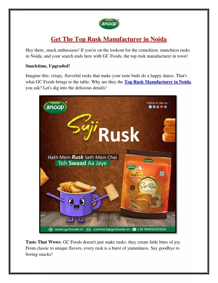 get the top rusk manufacturer in noida