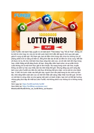 Hướng Dẫn Cơ Bản Cho Người Mới Chơi Lotto Fun88 tại Fun88 Taxi