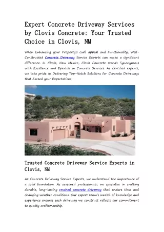 Expert Concrete Driveway Services by Clovis Concrete