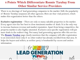 4 points which differentiate ronnie tarabay from