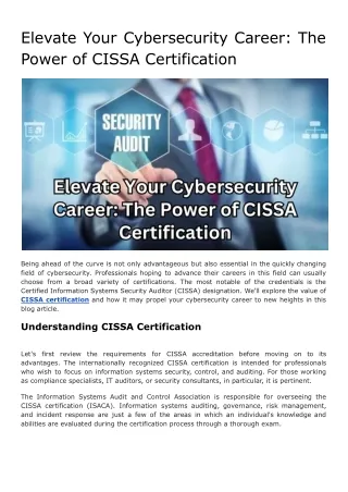 elevate your cybersecurity career the power