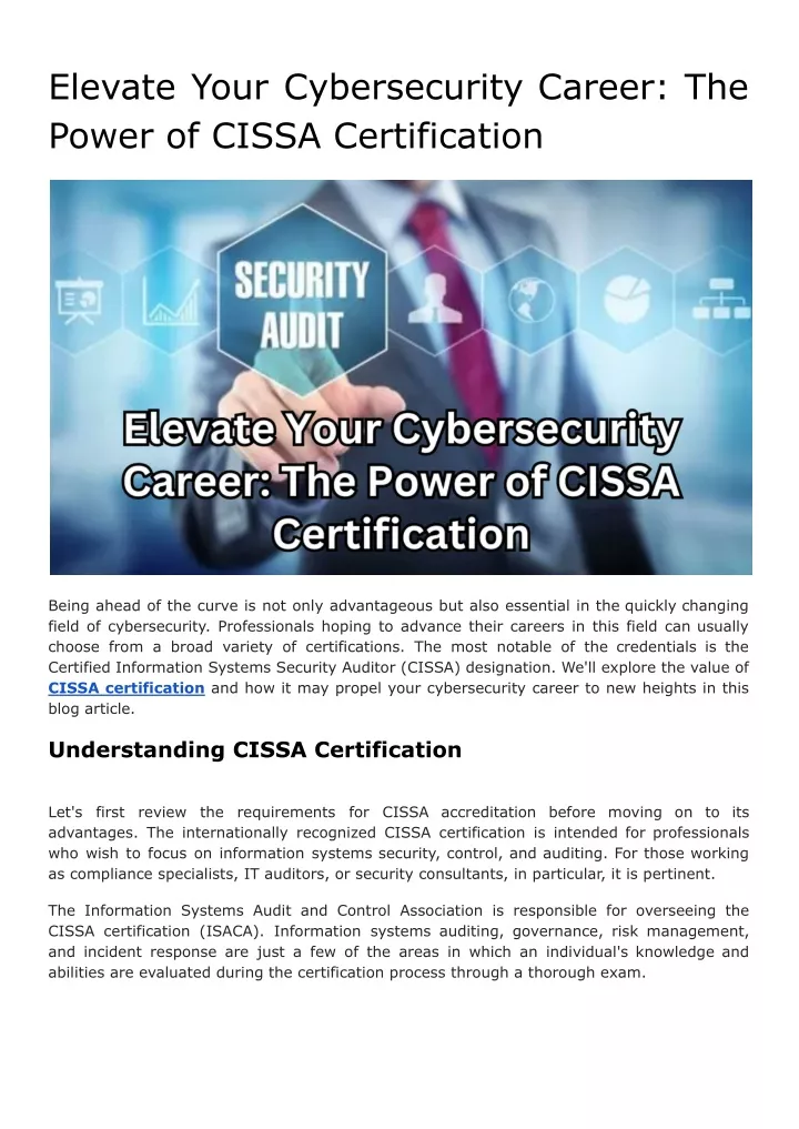 elevate your cybersecurity career the power