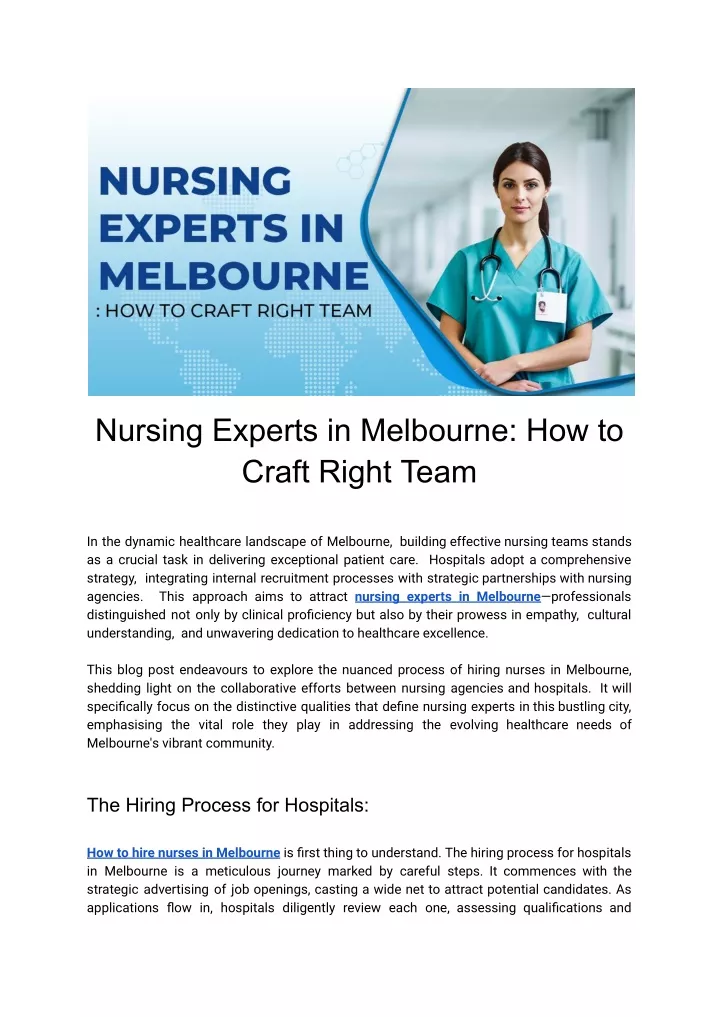 nursing experts in melbourne how to craft right