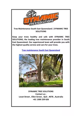 Tree Maintenance South East Queensland | DYNAMIC TREE SOLUTIONS