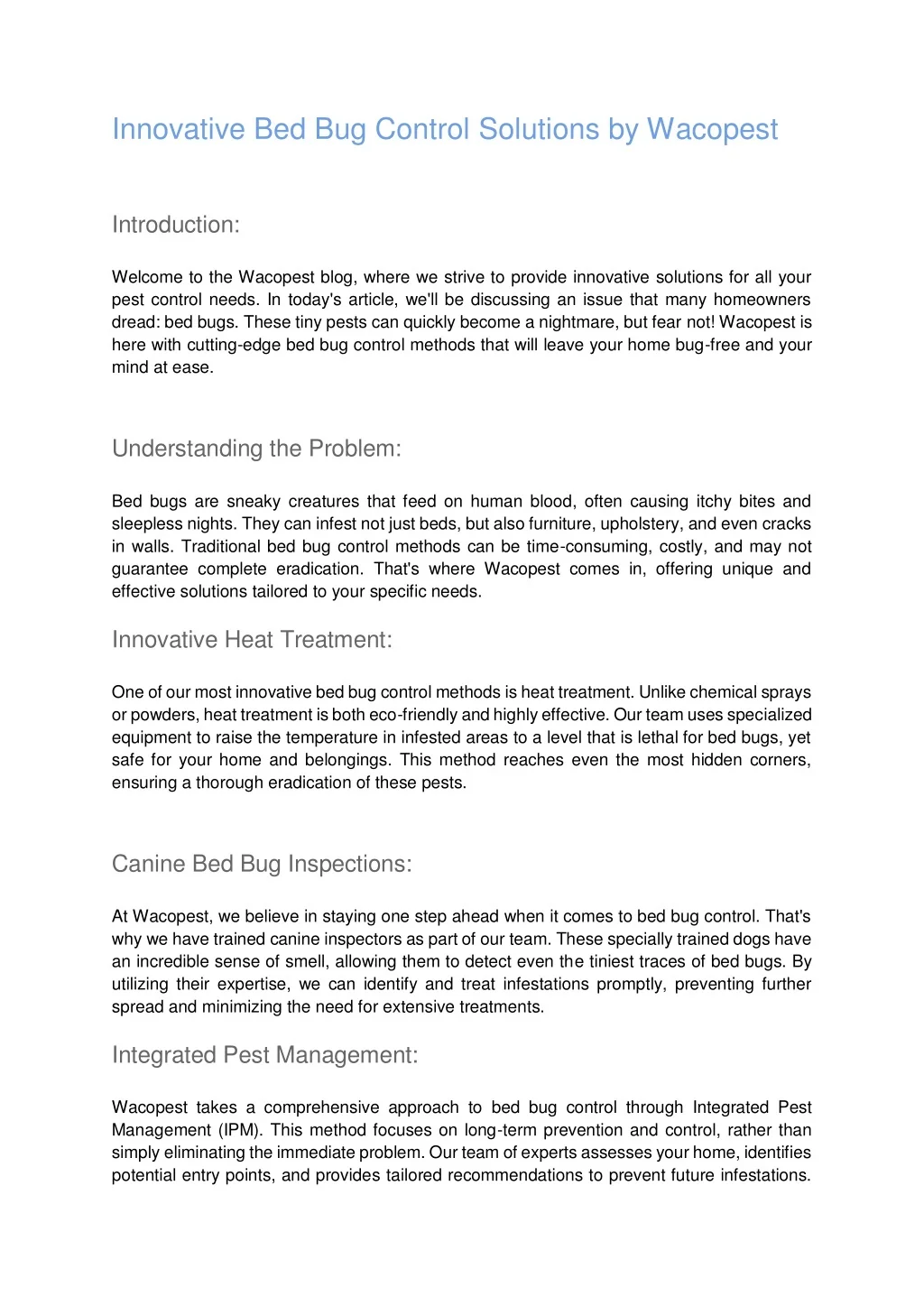 PPT - Innovative Bed Bug Control Solutions by Wacopest (1) PowerPoint ...