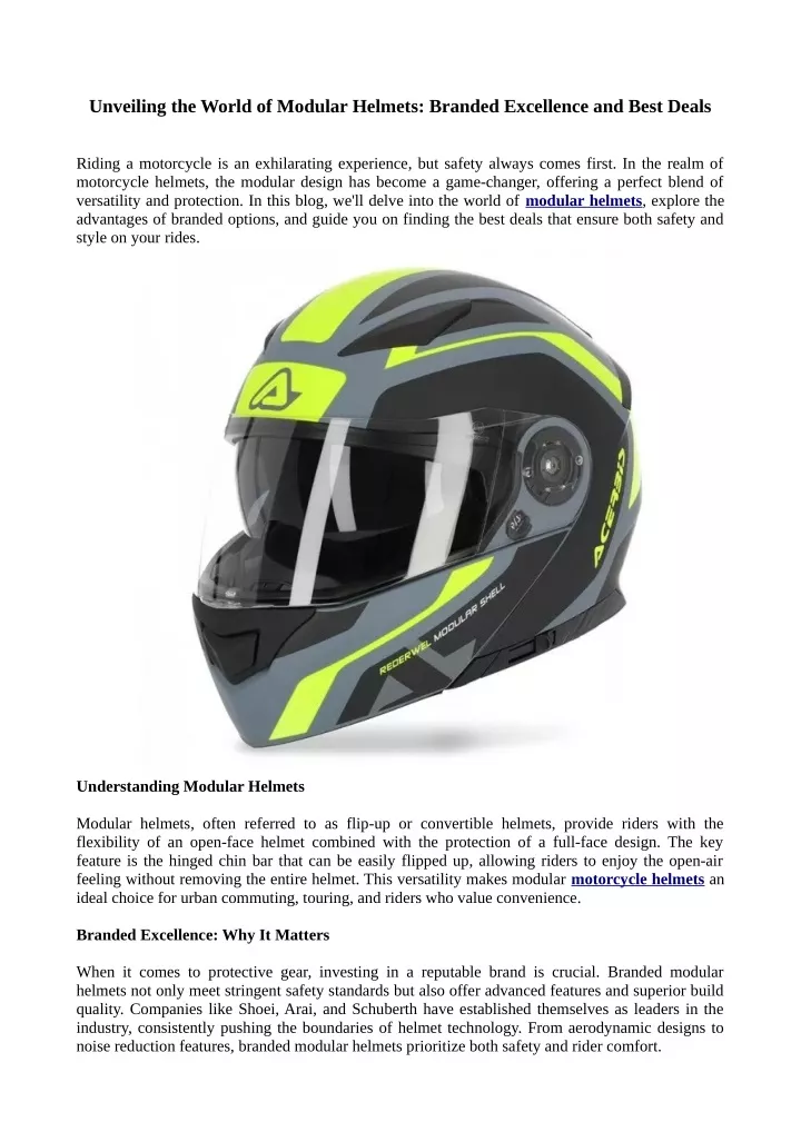 unveiling the world of modular helmets branded