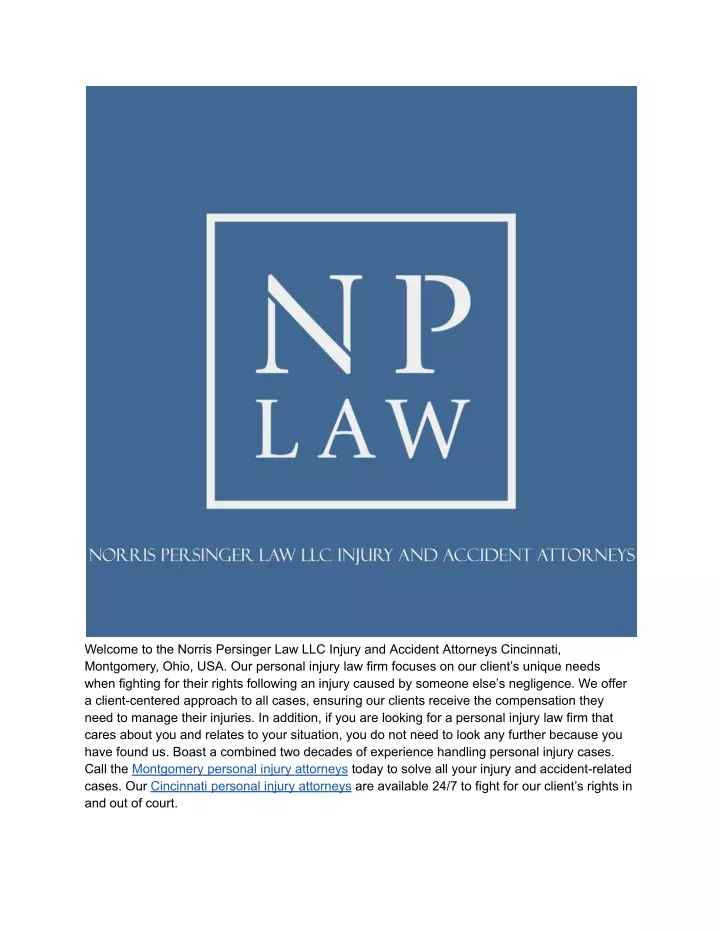 welcome to the norris persinger law llc injury