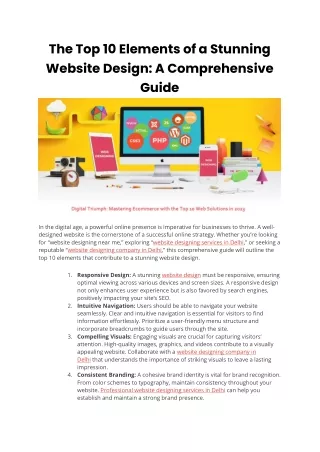 the top 10 elements of a stunning website design