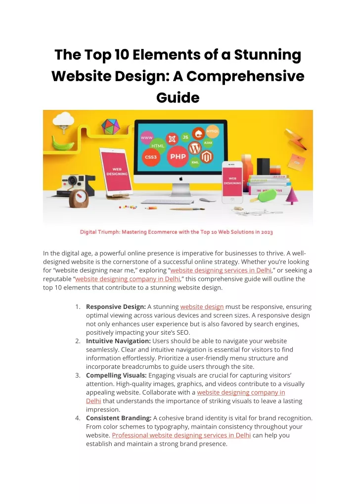 the top 10 elements of a stunning website design