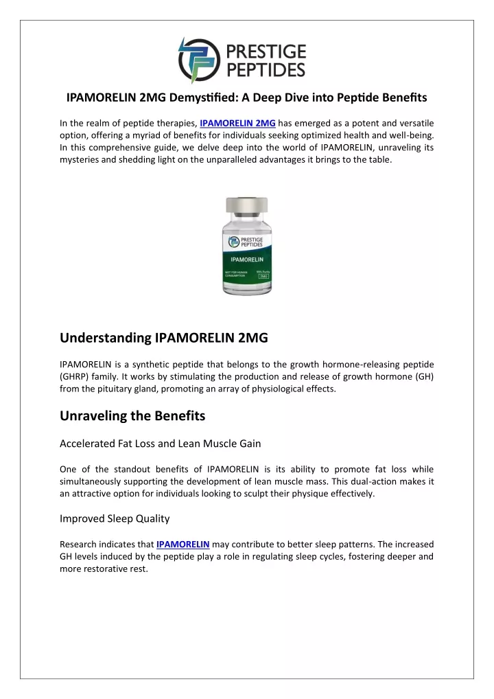 ipamorelin 2mg demystified a deep dive into