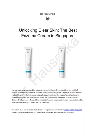 Unlocking Clear Skin: The Best Eczema Cream in Singapore