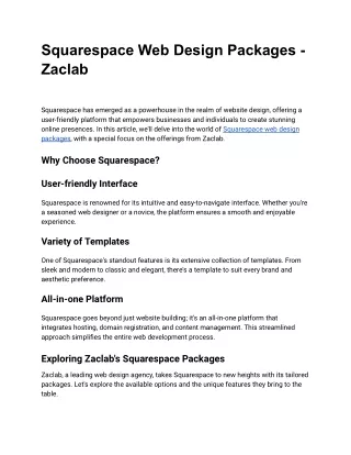 Squarespace Web Design Packages