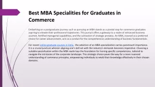 Best MBA Specialities for Graduates in Commerce