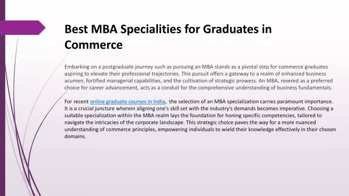 best mba specialities for graduates in commerce