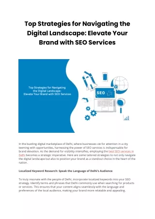 Top Strategies for Navigating the Digital Landscape Elevate Your Brand with SEO Services