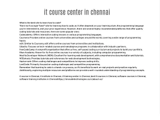 it course center in chennai