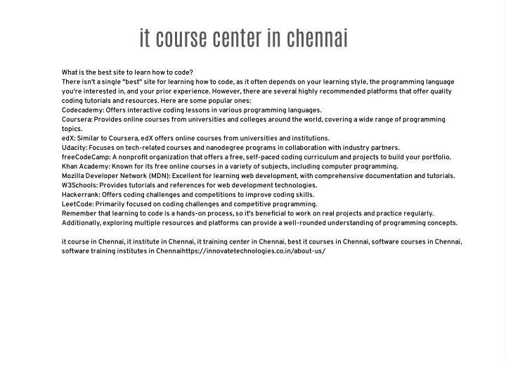 it course center in chennai