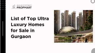 List of Top Ultra Luxury Homes for Sale in Gurgaon