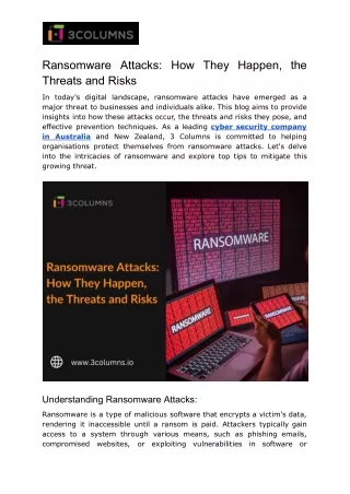 Ransomware Attacks_ How They Happen, the Threats and Risks