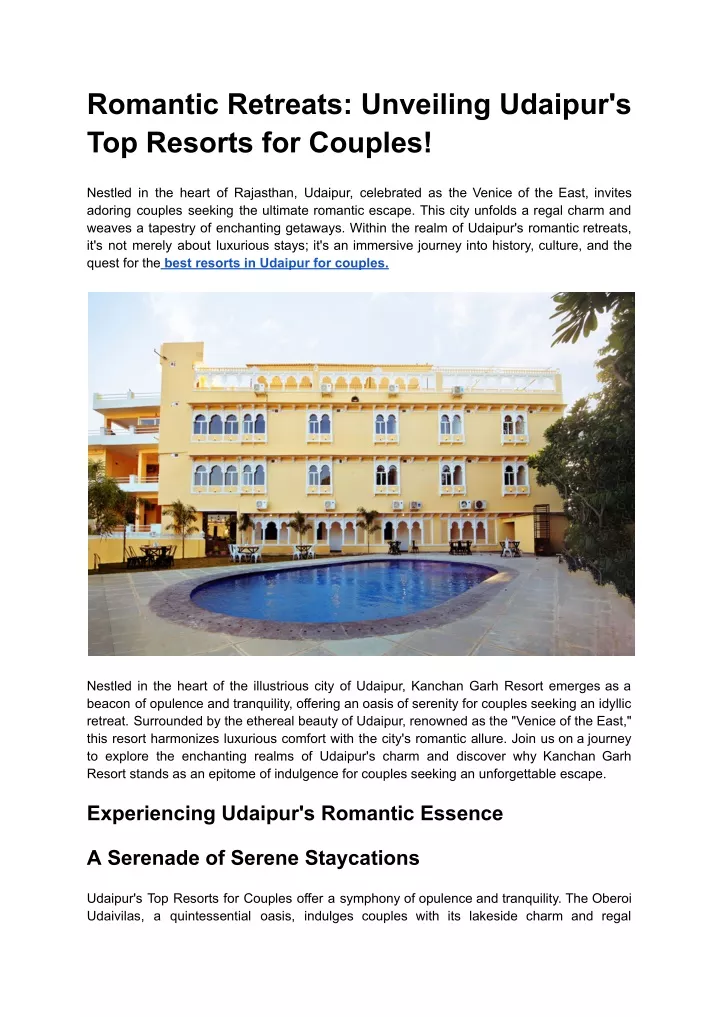 romantic retreats unveiling udaipur s top resorts