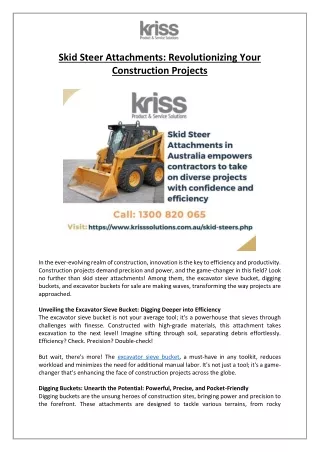 Skid Steer Attachments- Revolutionizing Your Construction Projects