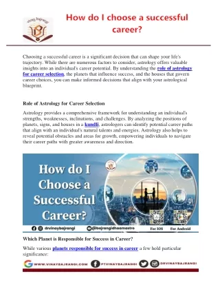How do I choose a successful career