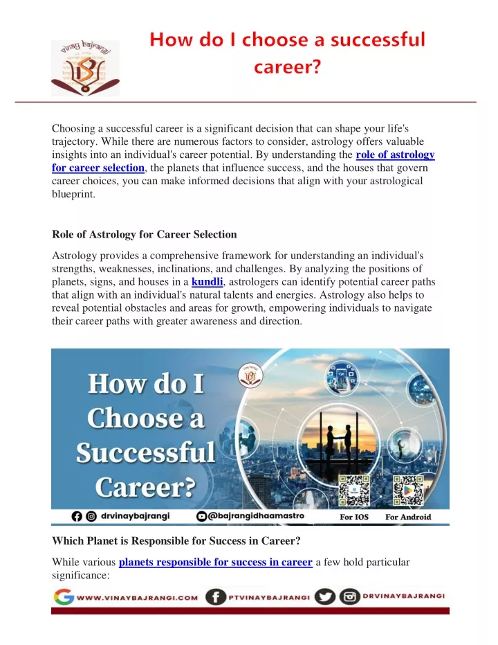 choosing a successful career is a significant