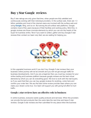 Buy 5 Star Google  reviews